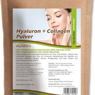 Смесь гиалуроновой кислоты и коллагена Mynatura (400 г) | уход за кожей | уход | минералы | порошок гиалуроновой кислоты + порошок коллагена (2 x 400 г)