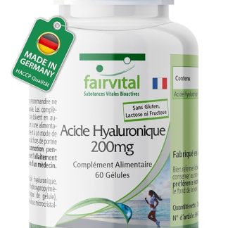 Капсулы Fairvital с гиалуроновой кислотой, 200 мг, 60 капсул, легко проглатываются, высокая доза, подходят для веганов.