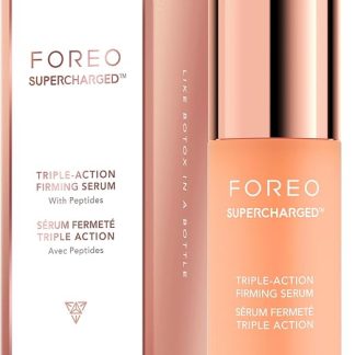 FOREO SUPERCHARGED Тройное действие: укрепляющая сыворотка, проводящий гель, антивозрастной уход за лицом, гиалуроновая кислота и сквалан, подходит для всех типов кожи, веганский продукт, не тестируется на животных.