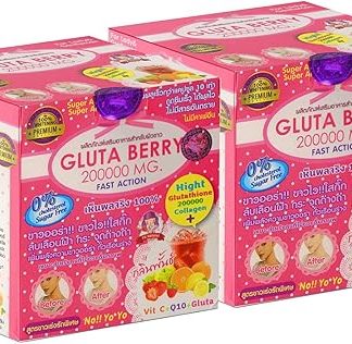 Gluta Berry 2 пакетика, глутатион и коллаген 200 000 мг, быстродействующий морской коллаген, пищевая добавка, богатая минералами и витаминами.