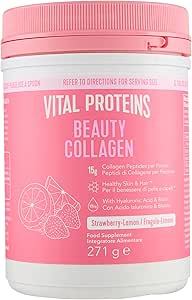 Vital Proteins Beauty Collagen с гиалуроновой кислотой и биотином, гидролизованный коллаген, клубника-лимон, 15 г коллагеновых пептидов на порцию, 271 г