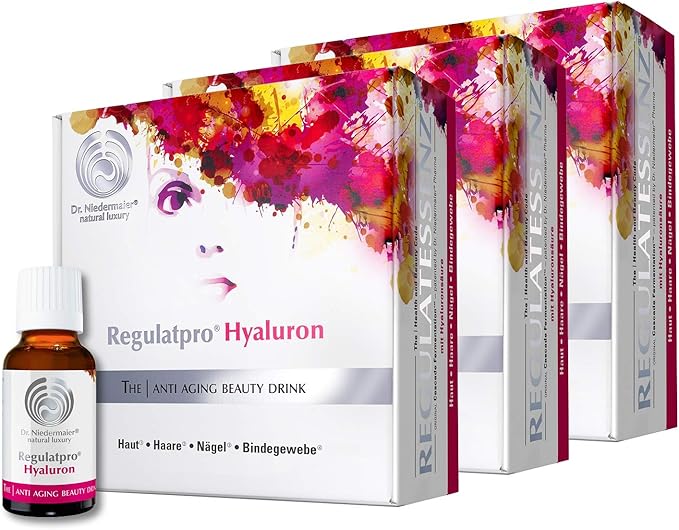 Напиток для красоты Dr. Niedermaier Regulatpro® Hyaluron с гиалуроновой кислотой, витамином С, витамином D, биотином, цинком и медью, антивозрастной, гиалурон для питья, 60 x 20 мл (3 шт.)
