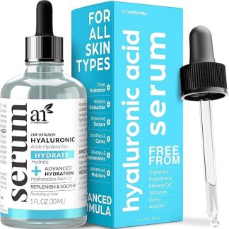 Art Naturals Сыворотка с гиалуроновой кислотой 30 мл - лучшее антивозрастное средство для лица, клинически протестированное, с витамином С.