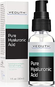 Сыворотка для лица с гиалуроновой кислотой от YEOUTH – 100% чистая антивозрастная формула! Удерживает в 1000 раз больше воды, чем весит сама, разглаживает кожу лица и увлажняет ее, уменьшает морщины – Натуральный увлажняющий крем – Сделано в США (28 г)