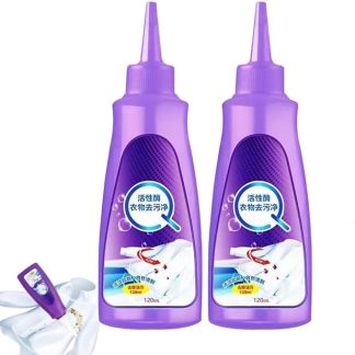 2 Pieces Symmetrical Stain Remover, Enzymatic Active Laundry Stain Remover, Pretty Stain Remover, Cleaner for Stubborn Stains on Garments