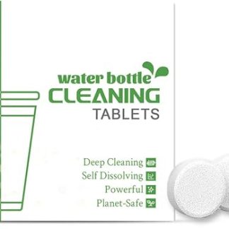 Compresse per smacchiatori ostinati per bottiglie d'acqua, 12 pezzi, compresse effervescenti che si puliscono e deodorano Bottiglia sportiva riutilizzabile a rapida dissoluzione