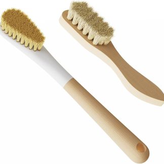OSCIOSS - 2 Pack Wooden Stain Brush Long Handle Soft Bristles for Cleaning Clothes Shoes Portable Clothes Stain Brush Natural