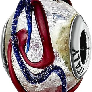 Подвеска-шарм JewelryWeb из полированного оксидированного итальянского муранского стекла, диаметром 10,91 мм, с фиолетовыми текстурированными стеклянными бусинами, для женщин.