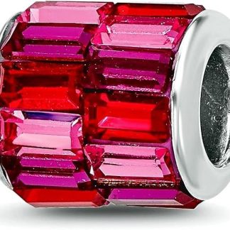 Подвеска-шарм JewelryWeb 10,3 мм из стерлингового серебра 925 пробы Reflections с родиевым покрытием, розово-красный кристалл Preciosa, колье для женщин.