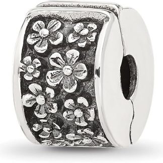Подвеска-шарм JewelryWeb 6,5 мм из стерлингового серебра 925 пробы Reflections с оксидированным цветочным узором, колье для женщин.