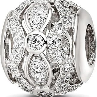 Подвеска-шарм JewelryWeb из стерлингового серебра 925 пробы Reflections с родиевым покрытием и бусинами из кубического циркония, размером 11,58 x 10,11 мм, для женщин.