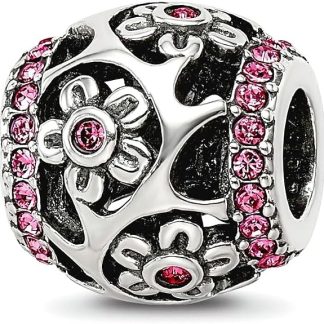 Подвеска-шарм JewelryWeb 10,62 мм из стерлингового серебра 925 пробы «Reflections» с кристаллами в виде цветов, женское ожерелье.
