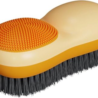 Spazzola smacchiante per bucato a due lati, setole morbide per strofinare duro su lana, cashmere, tessuti delicati lavorati a maglia in cotone e pelle, arancione