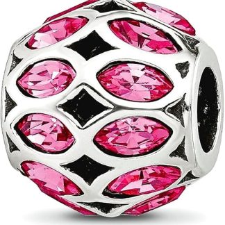Подвеска-шарм JewelryWeb из серебра 925 пробы с красным кубическим цирконием, диаметр 10,5 мм, для женщин.