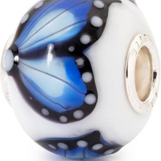 Бусина-шарм Trollbeads Freedom Air из стекла – дизайнерская бусина ручной работы, вдохновленная символикой воздуха, для браслетов с подвесками – коллекционный ювелирный подарок для женщин.