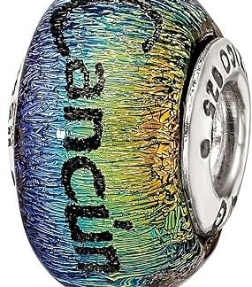Подвеска-шарм из дихроичного стекла Jet-Rackon Cancun Orange от JewelryWeb, серебро 925 пробы, размер 12,73 x 9,09 мм, для женщин.