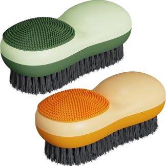 2 Pcs Laundry Stain Brush Set with Two Sides Soft Bristles Stain Remover Silicone Clothes Underwear Cleaning Brush Multipurpose Clothes Brush