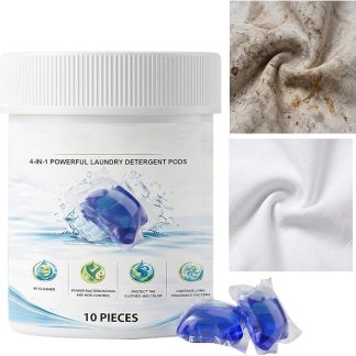 Laundry Wash Pods, Heavy Duty Cleaner, Machine Pacs with Quick Dissolve, Utility Apartment with Compact Design, 10 Pieces, Hygiene Category, Household and Travel Detergent Aid