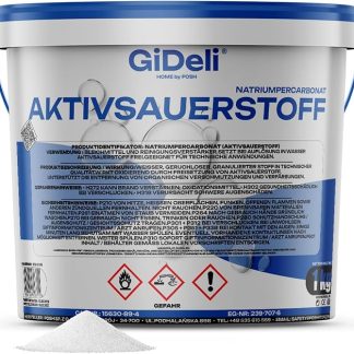 GiDeli Sodium Percarbonate, 1kg Bucket, Oxygen Bleach for White Laundry