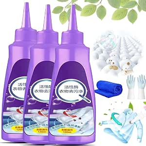 Active Enzyme Laundry Stain Remover, Active Enzyme Clothing Stain Remover, Heavy Duty Stain Cleaner, All Purpose Clothes Stain Remover 120ml (3 Pack)