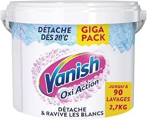 Vanish Oxi Action Booster Whiteness, Textile Stain Remover & Whitening - Effective Powder From 20° - 6 lb Pot